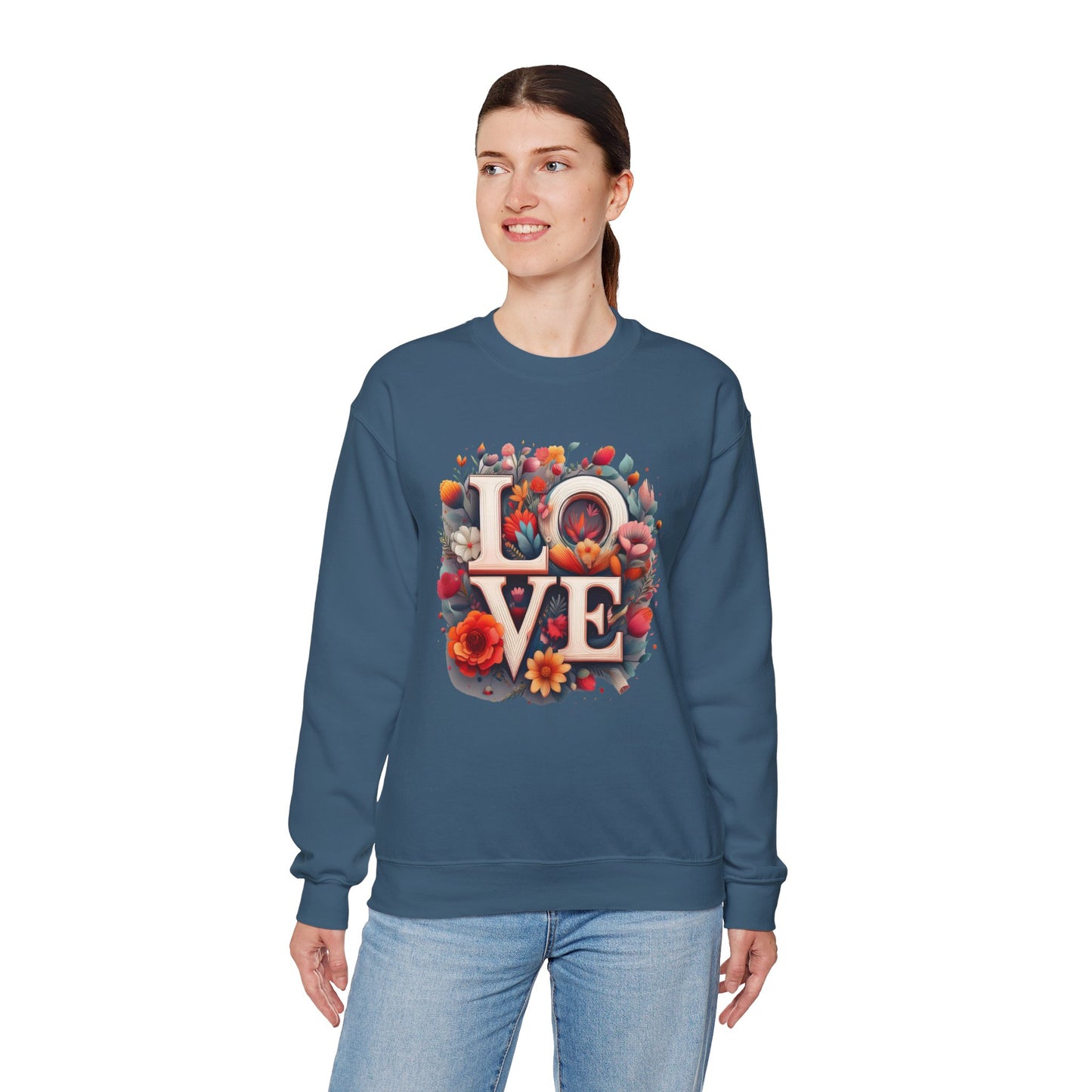 Floral Love Sweatshirt, Valentine's Day Sweatshirt, Love Flower Sweatshirt