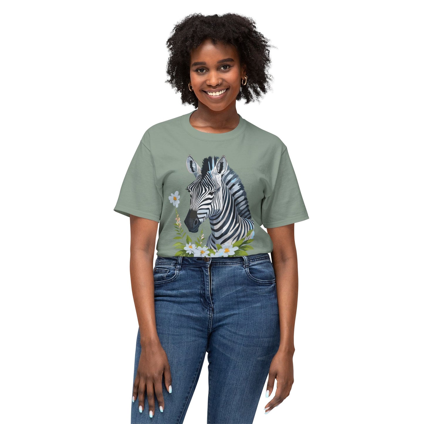 Zebra T-Shirt, Vintage Zebra Tee, Floral Tees, Zebra Art Design Shirt, Tee Shirt with Zebra 1