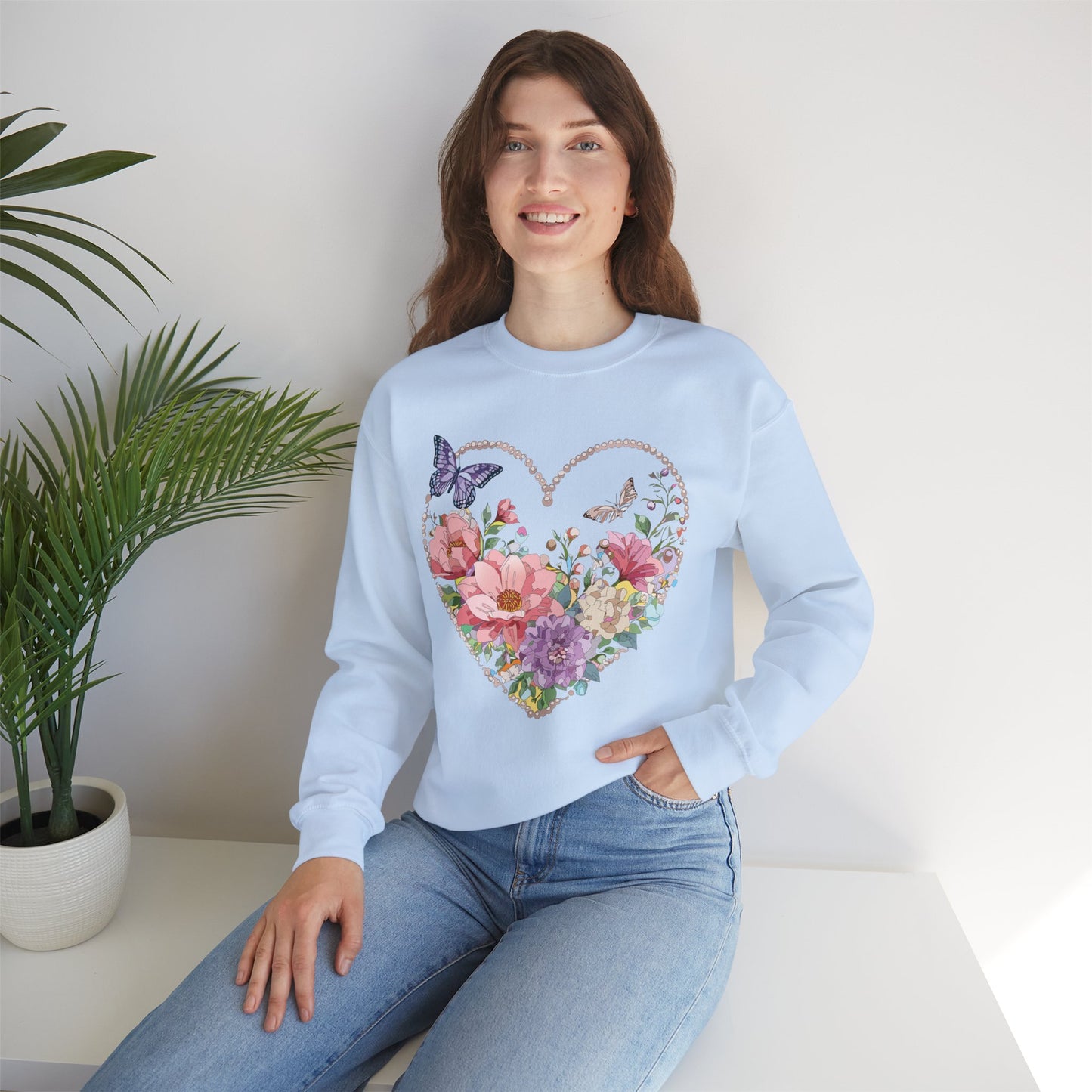Floral Heart Sweatshirt, Floral Love Sweatshirt, Valentine's Day Sweatshirt, Heart Floral Sweatshirt