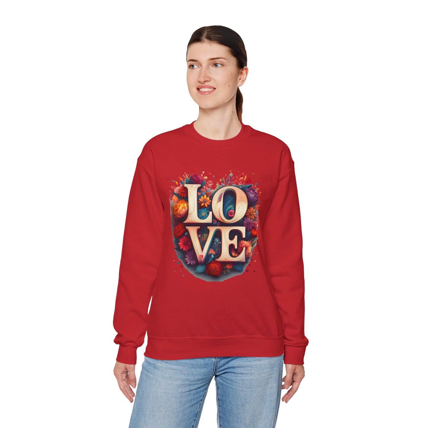Floral Love Sweatshirt, Valentine's Day Sweatshirt, Love Flower Sweatshirt