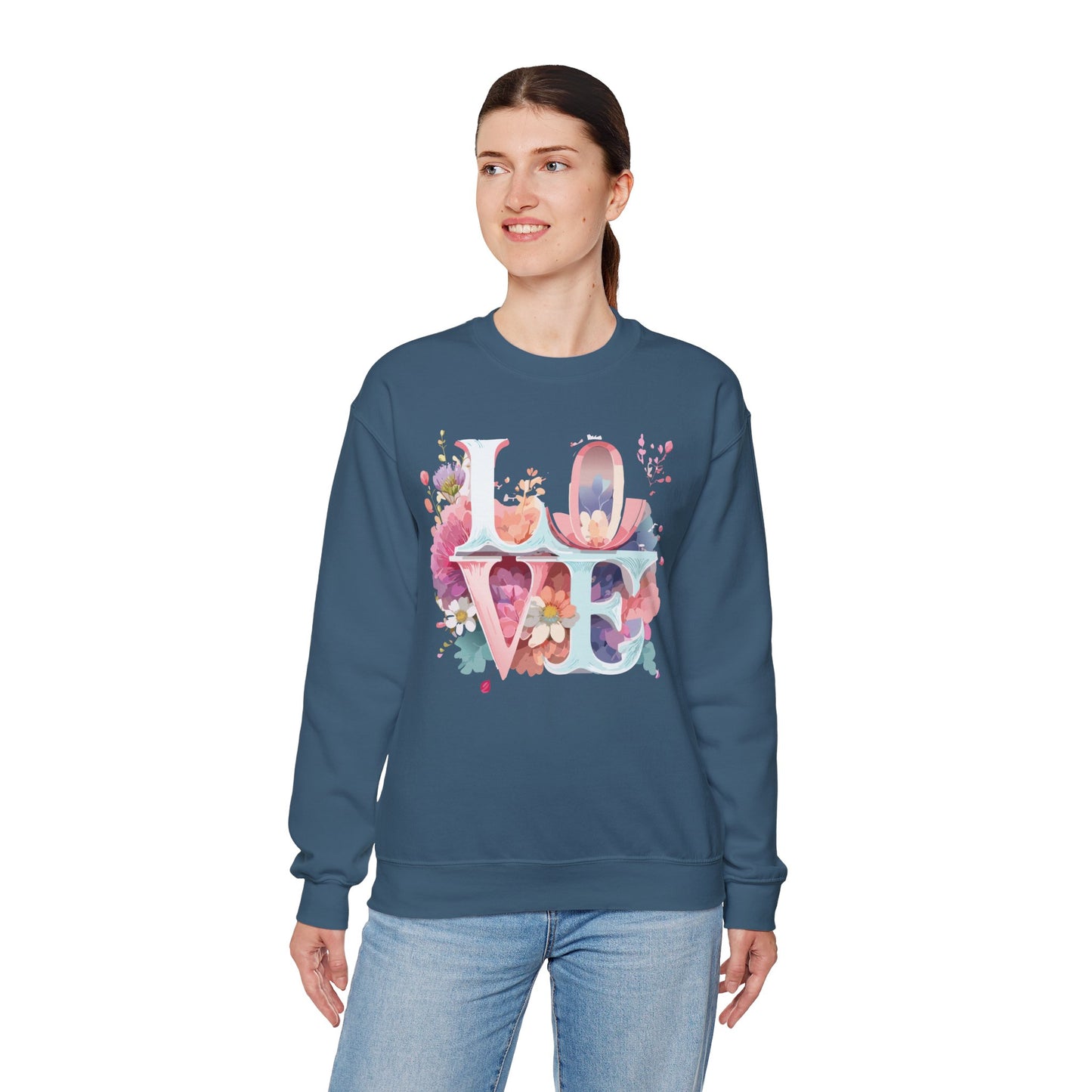 Floral Love Sweatshirt, Valentine's Day Sweatshirt, Love Flower Sweatshirt