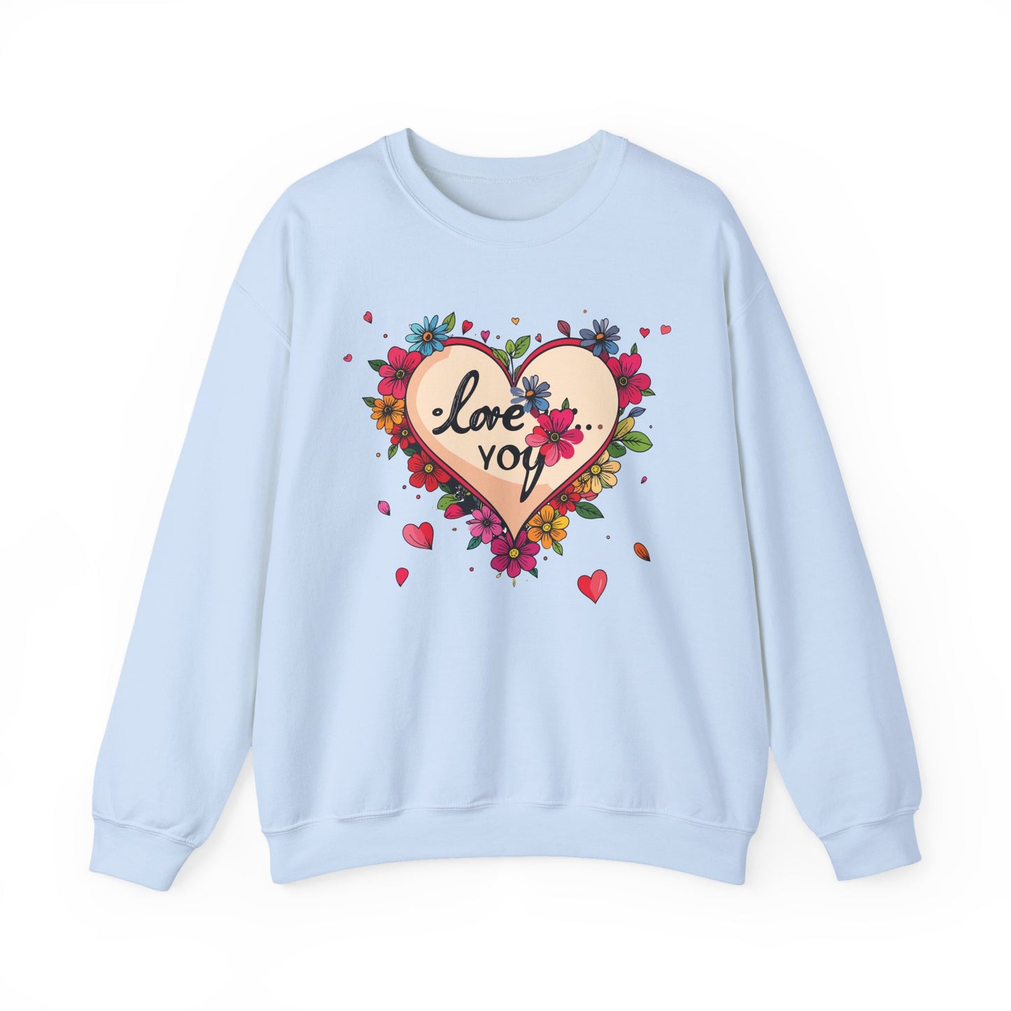 Floral Heart Love Sweatshirt Floral Heart Valentines Day Unisex Crewneck Fifty Fifty Cotton Polyester