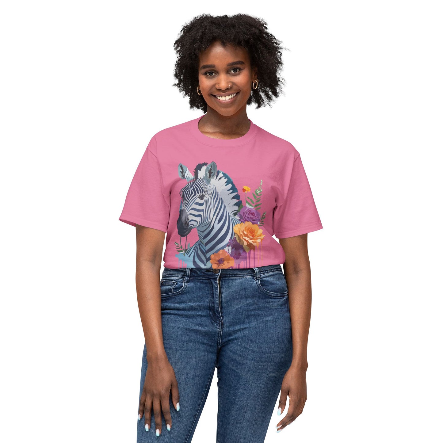 Zebra T-Shirt, Vintage Zebra Tee, Floral Tees, Zebra Art Design Shirt, Tee Shirt with Zebra 2