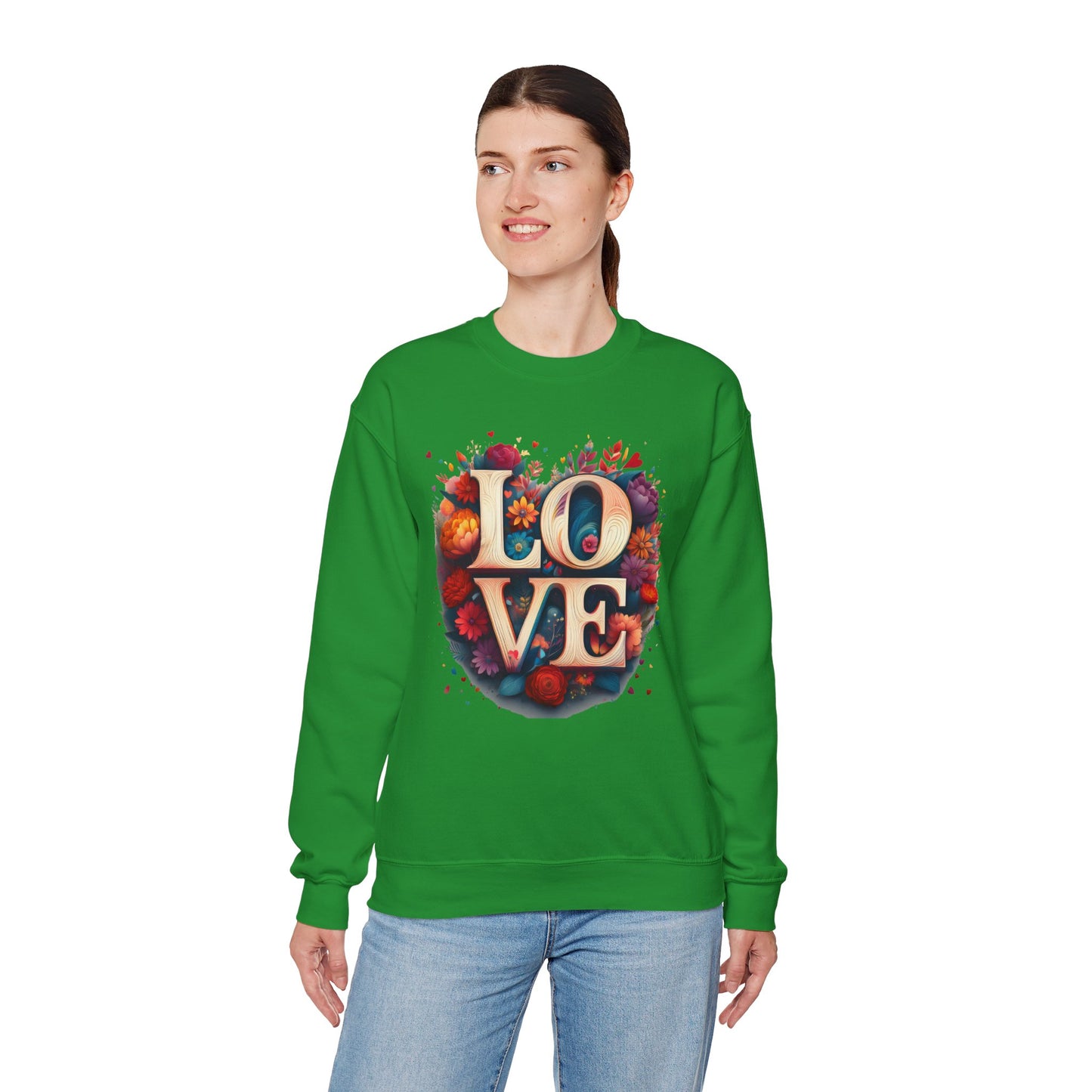 Floral Love Sweatshirt, Valentine's Day Sweatshirt, Love Flower Sweatshirt