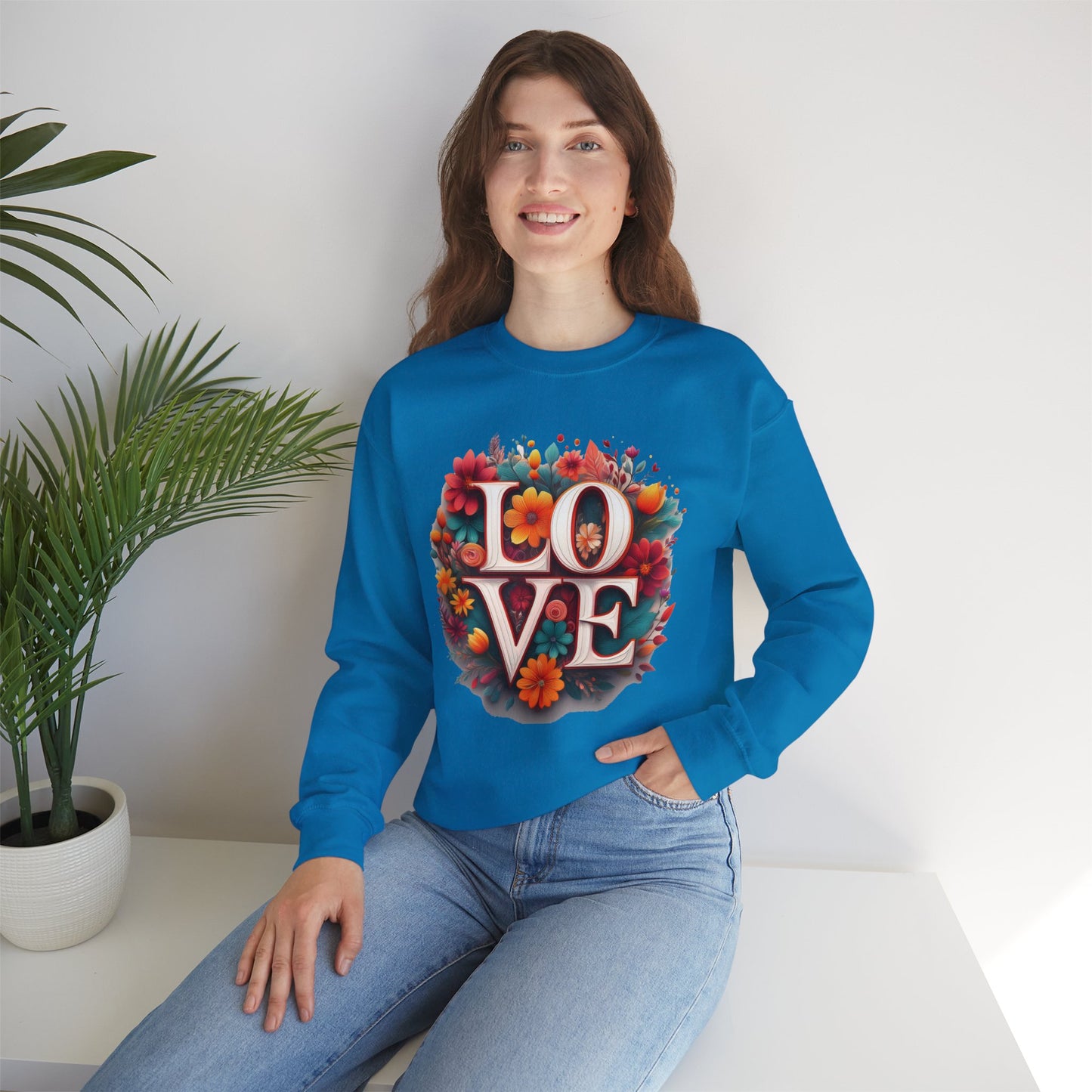 Floral Love Sweatshirt, Valentine's Day Sweatshirt, Love Flower Sweatshirt