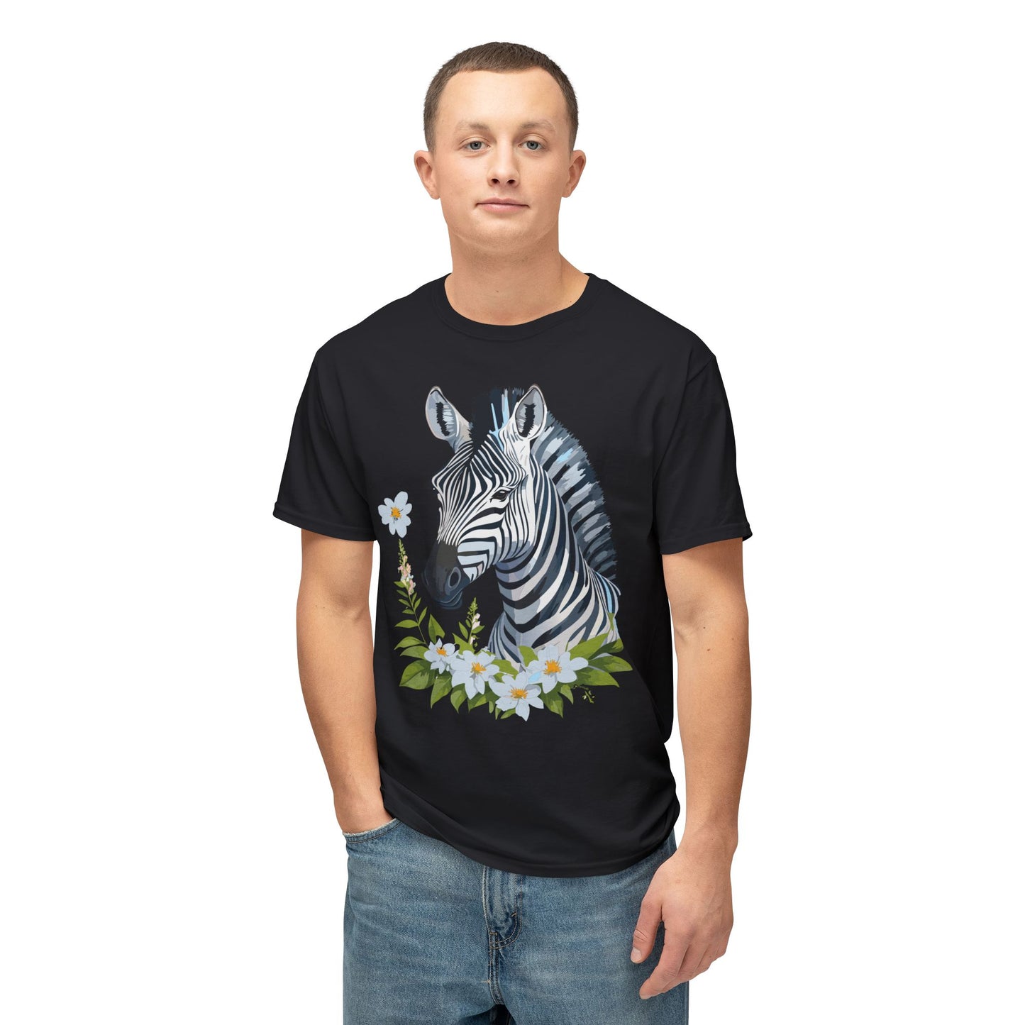 Zebra T-Shirt, Vintage Zebra Tee, Floral Tees, Zebra Art Design Shirt, Tee Shirt with Zebra 1