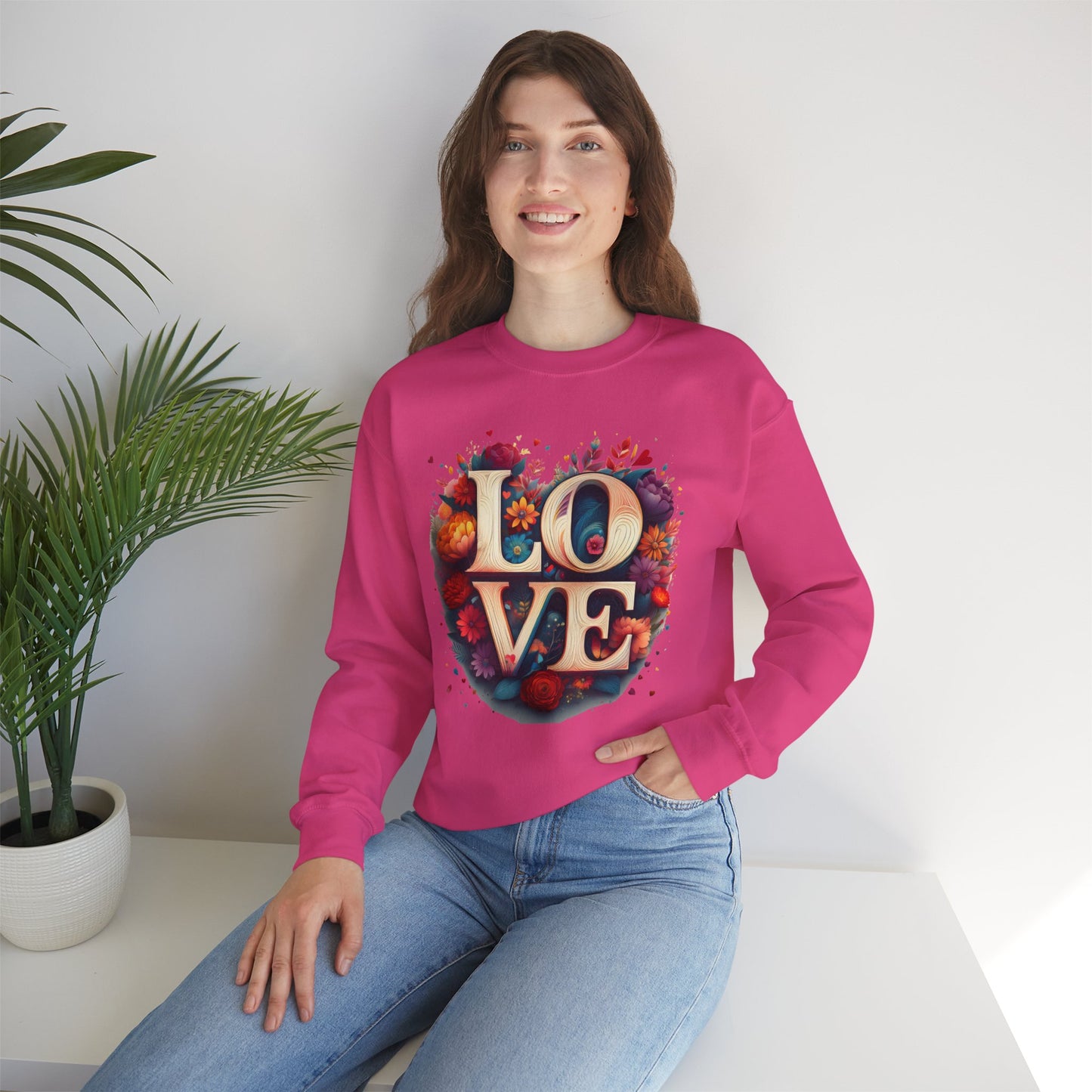 Floral Love Sweatshirt, Valentine's Day Sweatshirt, Love Flower Sweatshirt