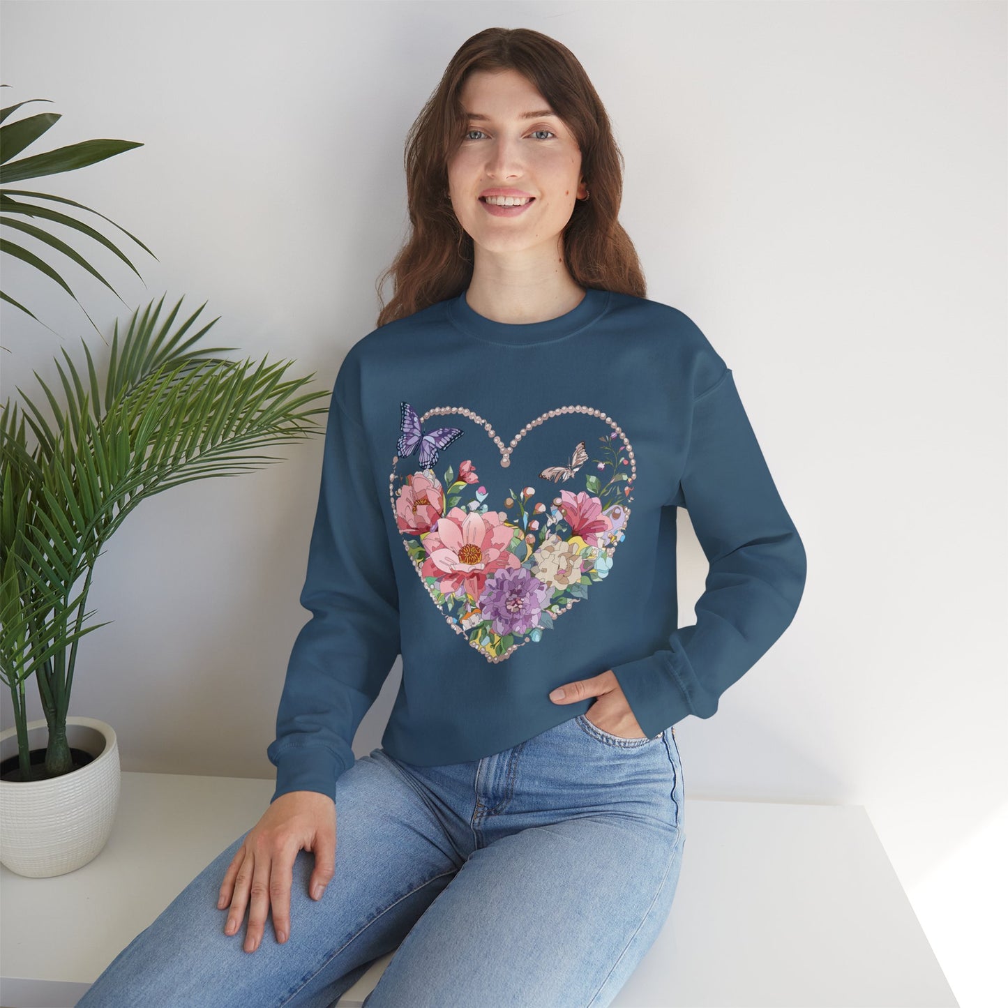 Floral Heart Sweatshirt, Floral Love Sweatshirt, Valentine's Day Sweatshirt, Heart Floral Sweatshirt