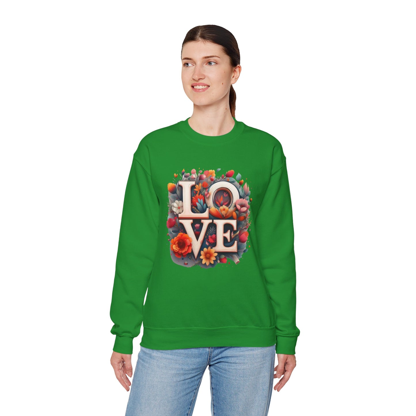 Floral Love Sweatshirt, Valentine's Day Sweatshirt, Love Flower Sweatshirt