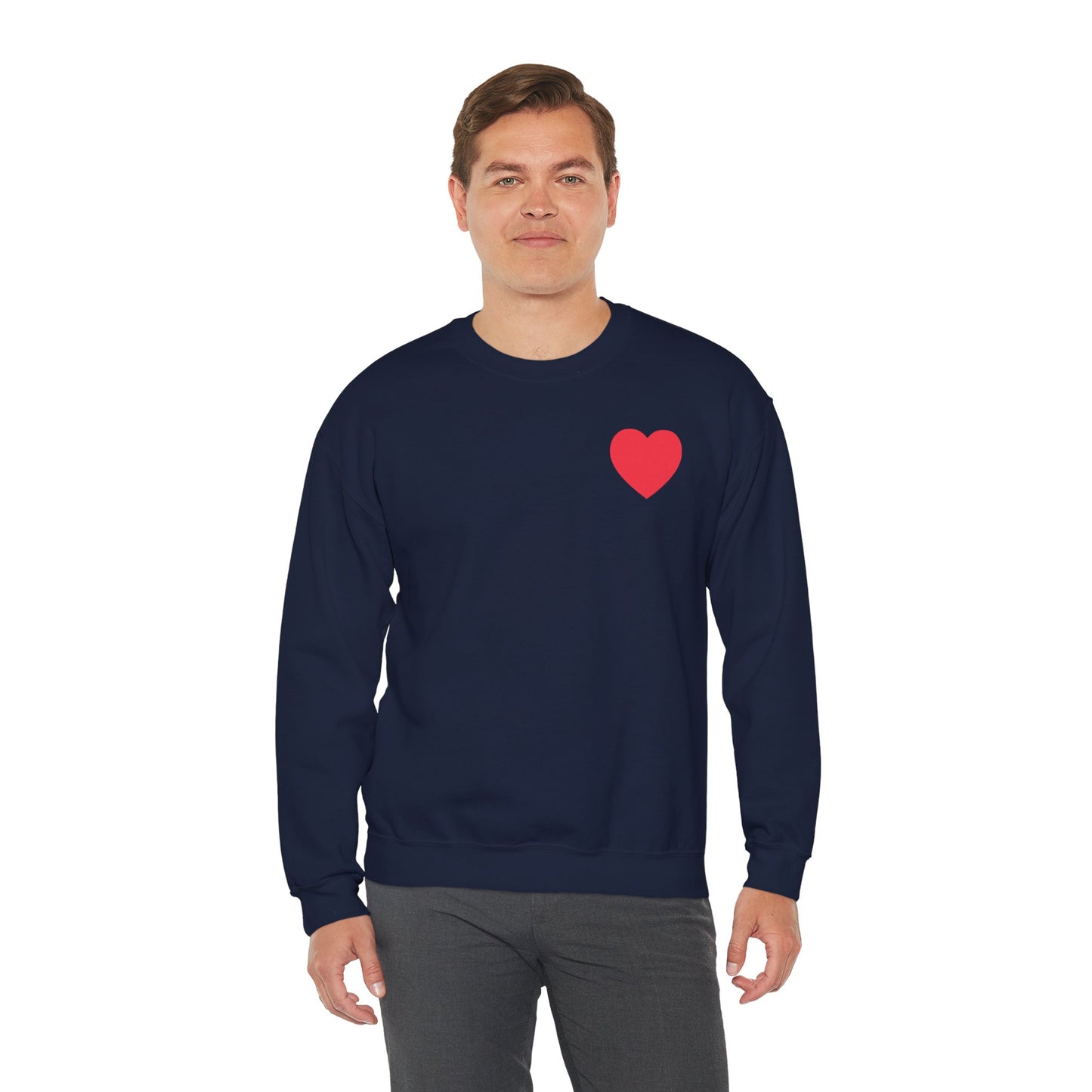 Small Red Heart Sweatshirt Unisex Love Design Gildan 18000 Heavy Blend Crewneck Valentines Day