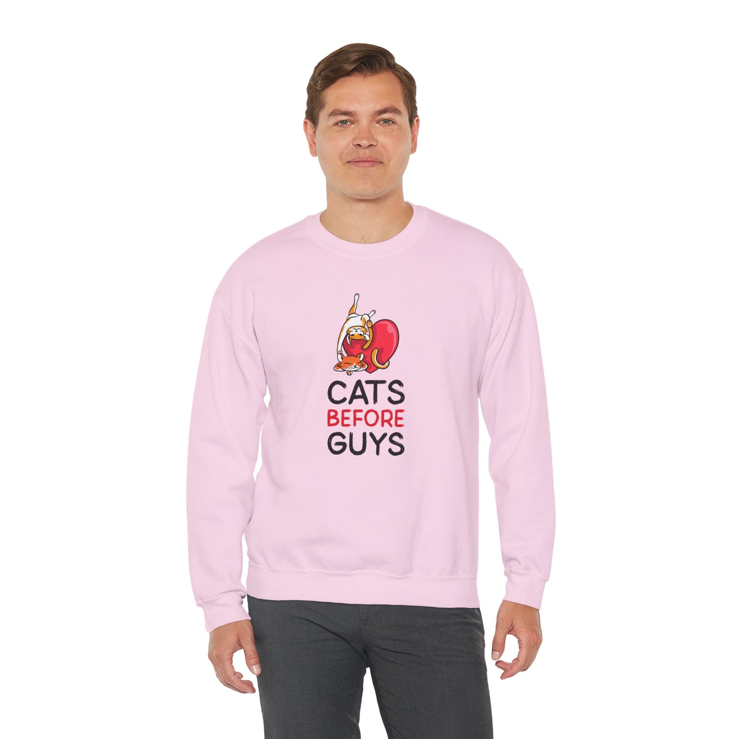 Cat Heart Sweatshirt Unisex Valentines Day 50 50 Cotton Poly Heavy Blend Crewneck Sweatshirt