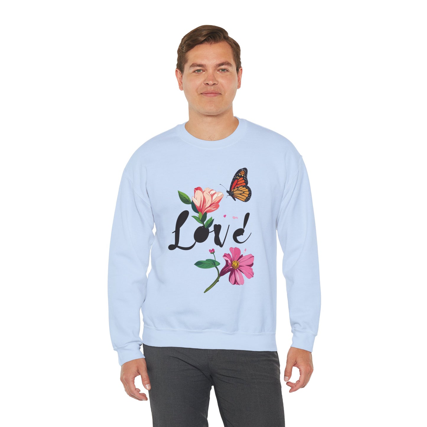Floral Love Sweatshirt, Floral Butterfly Sweatshirt, Love Sweatshirt, Valentine's Day Sweatshirt, Floral Sweatshirt 120