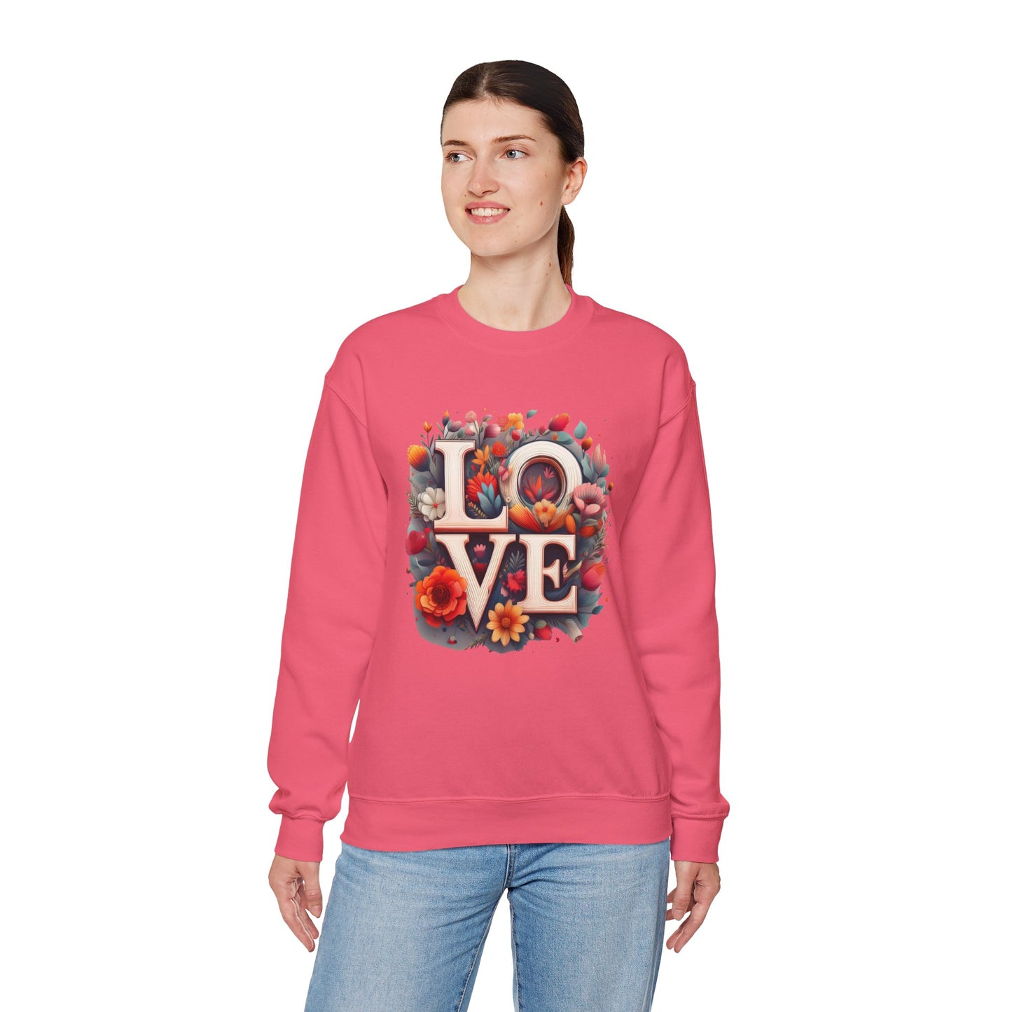 Floral Love Sweatshirt, Valentine's Day Sweatshirt, Love Flower Sweatshirt