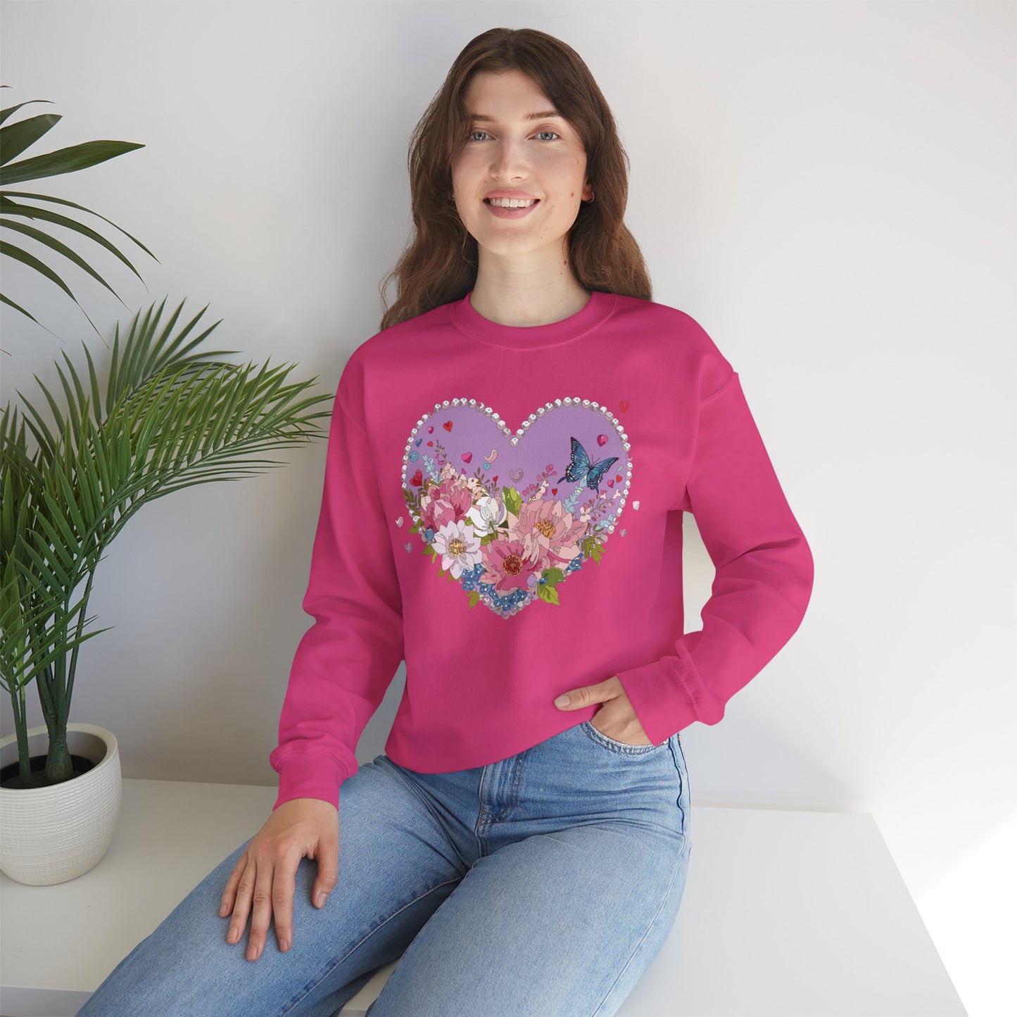 Floral Heart Sweatshirt, Floral Love Sweatshirt, Valentine's Day Sweatshirt, Heart Floral Sweatshirt
