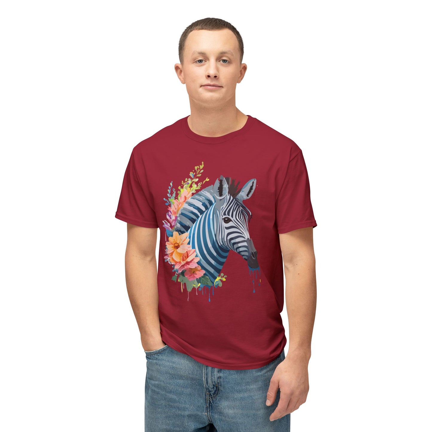 Zebra T-Shirt, Vintage Zebra Tee, Floral Tees, Zebra Art Design Shirt, Tee Shirt with Zebra 4