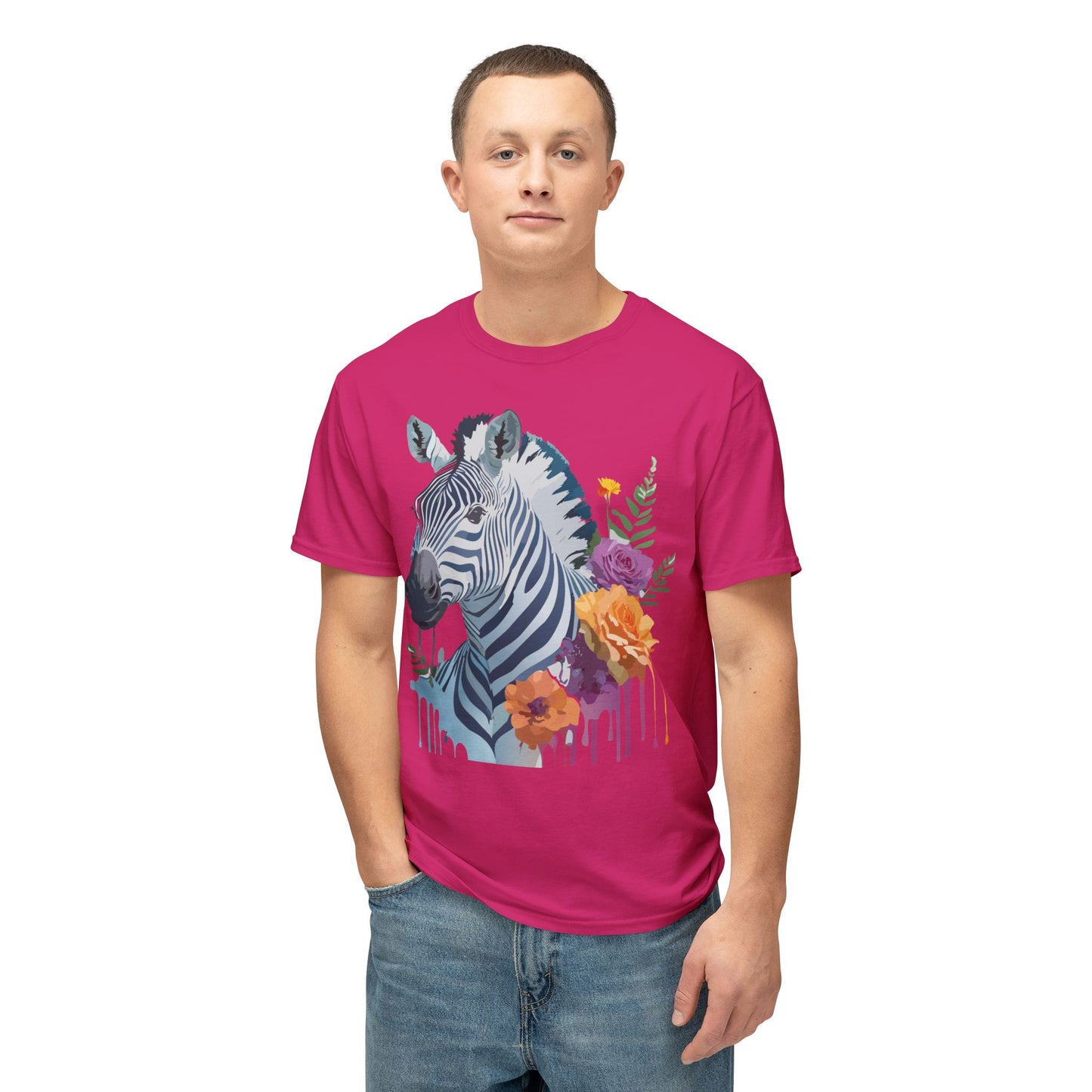 Zebra T-Shirt, Vintage Zebra Tee, Floral Tees, Zebra Art Design Shirt, Tee Shirt with Zebra 2