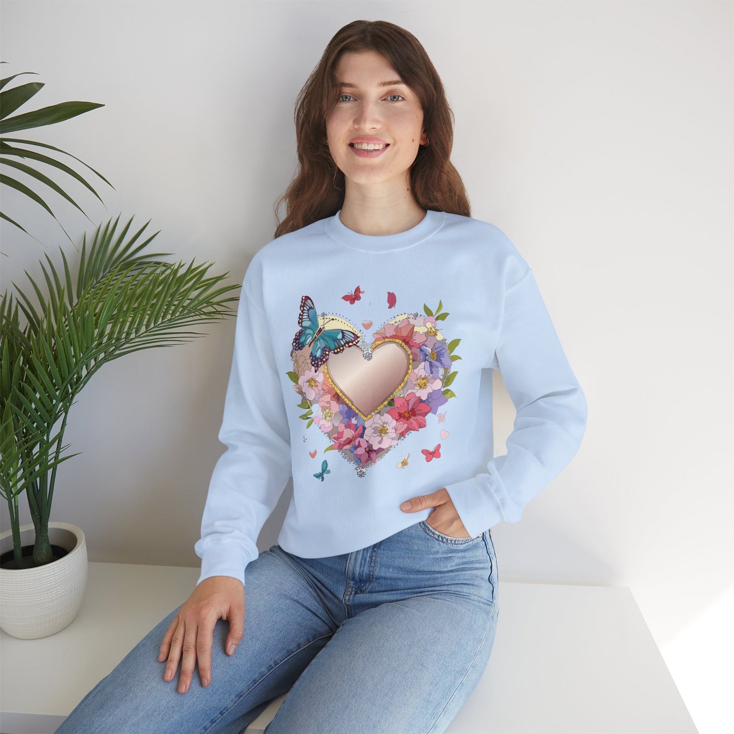 Floral Heart Sweatshirt, Floral Love Sweatshirt, Valentine's Day Sweatshirt, Heart Floral Sweatshirt