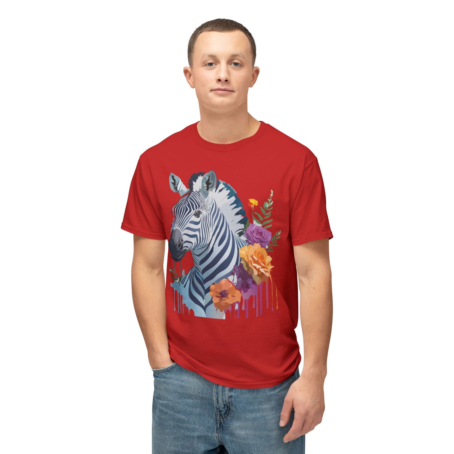 Zebra T-Shirt, Vintage Zebra Tee, Floral Tees, Zebra Art Design Shirt, Tee Shirt with Zebra 2