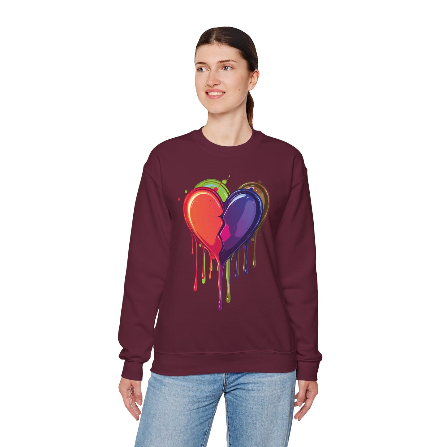 Double Bleeding Heart Sweatshirt, Big Heart Sweatshirt, Love Sweatshirt, Valentine's Day Sweatshirt, Heart Sweatshirt 119