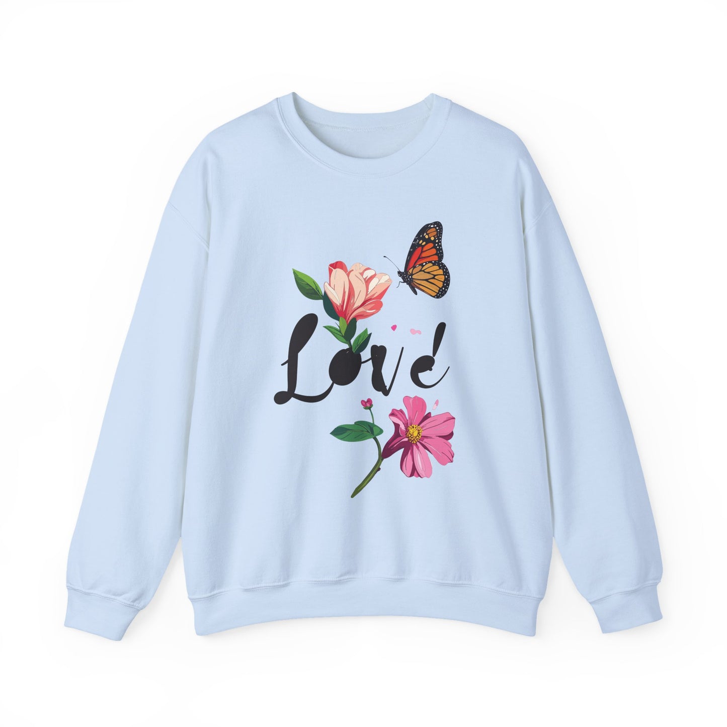 Floral Love Sweatshirt, Floral Butterfly Sweatshirt, Love Sweatshirt, Valentine's Day Sweatshirt, Floral Sweatshirt 120