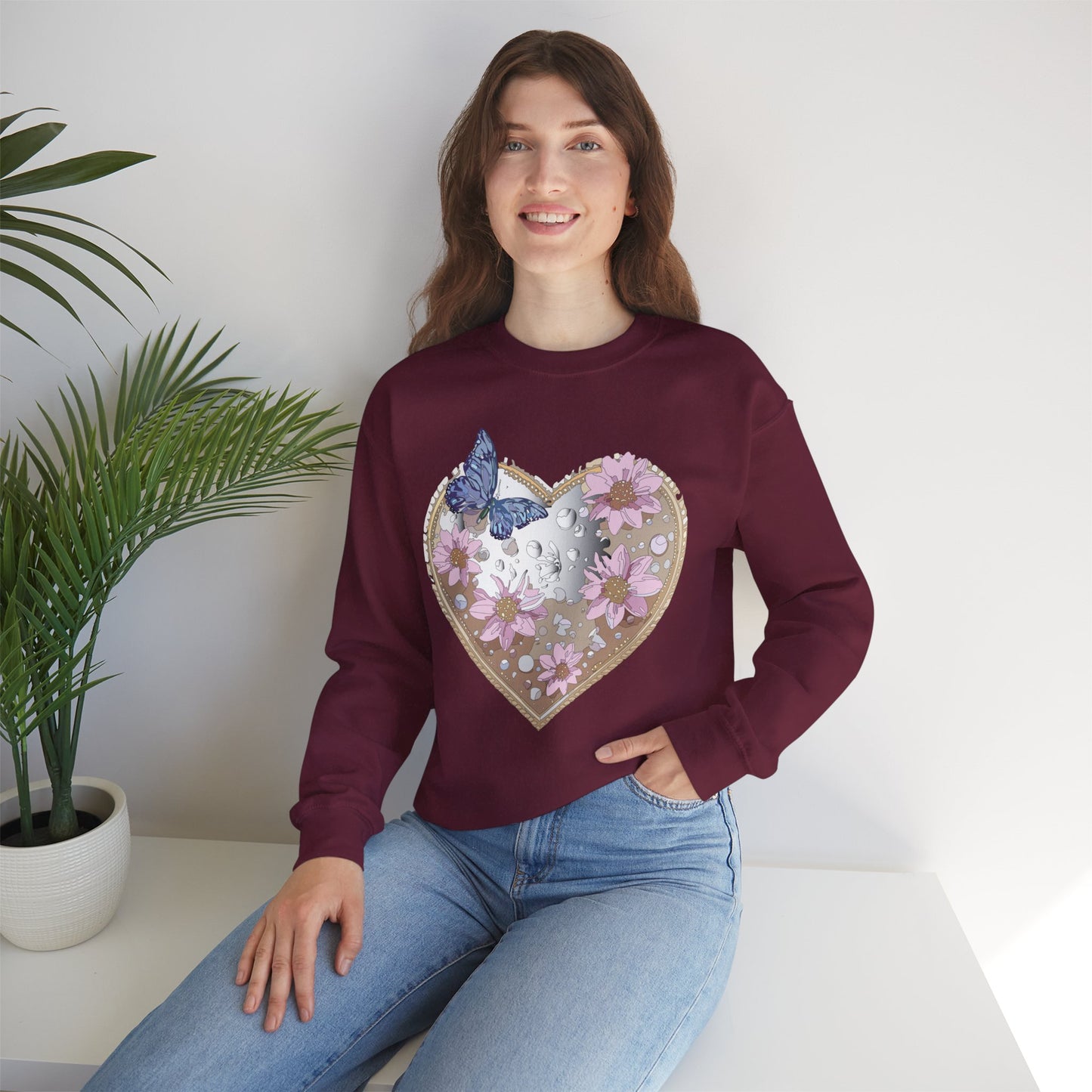 Floral Heart Sweatshirt, Floral Love Sweatshirt, Valentine's Day Sweatshirt, Heart Floral Sweatshirt