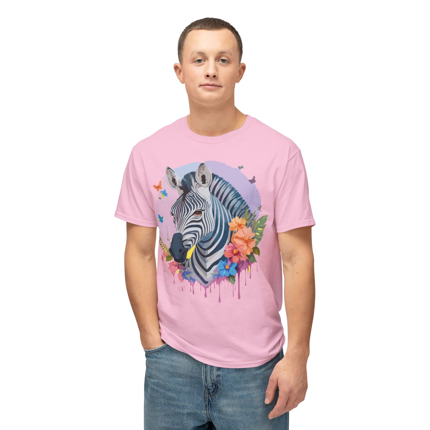 Zebra T-Shirt, Vintage Zebra Tee, Floral Tees, Zebra Art Design Shirt, Tee Shirt with Zebra 3