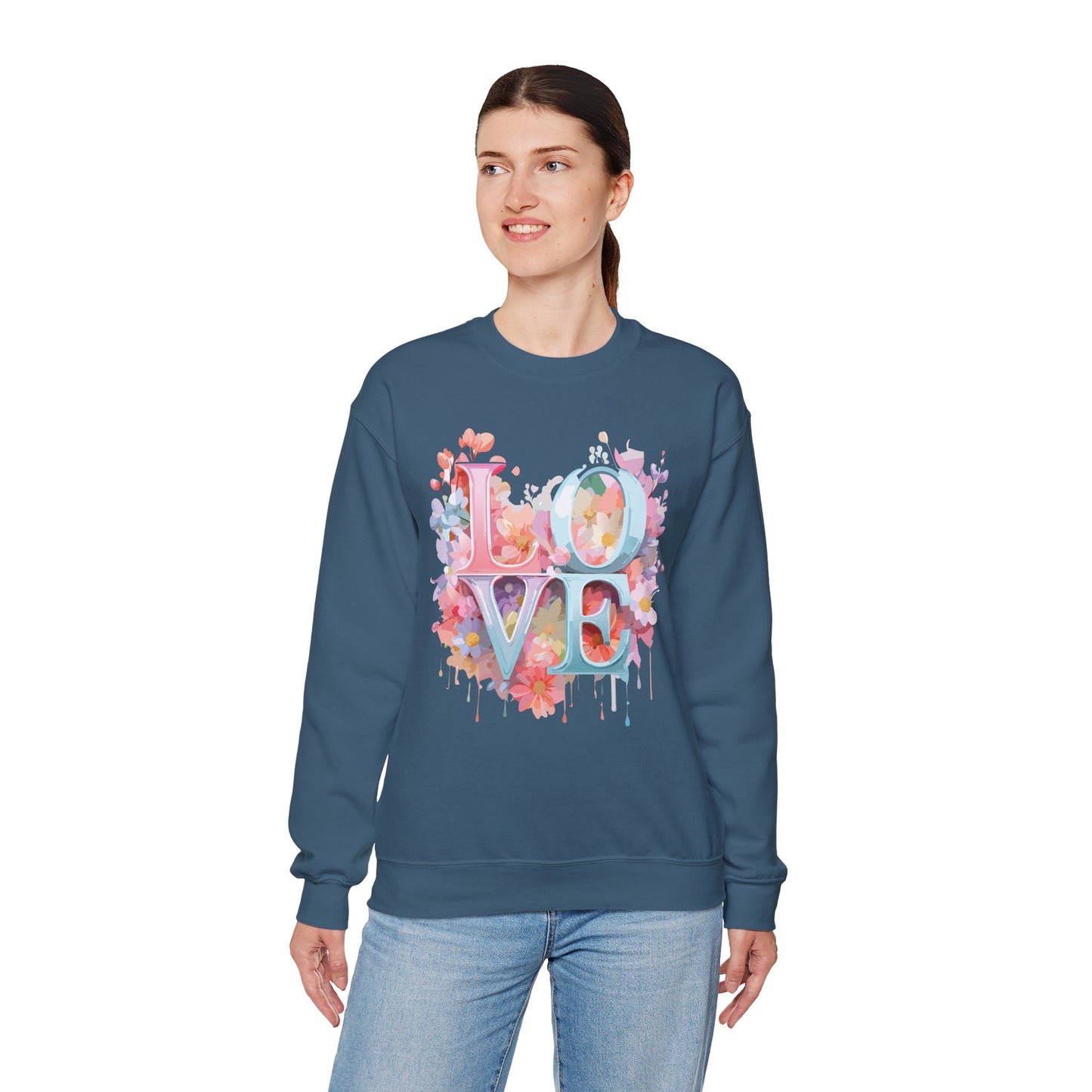 Floral Love Sweatshirt, Valentine's Day Sweatshirt, Love Flower Sweatshirt