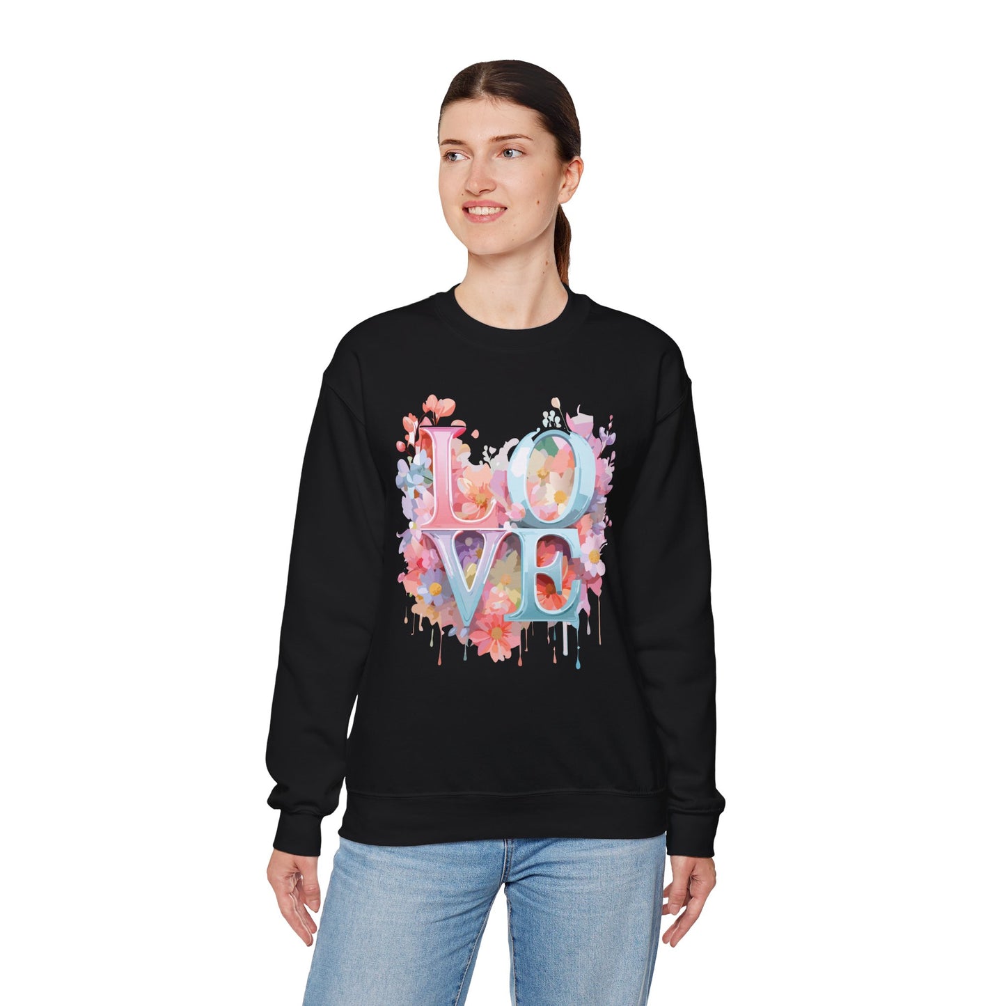 Floral Love Sweatshirt, Valentine's Day Sweatshirt, Love Flower Sweatshirt