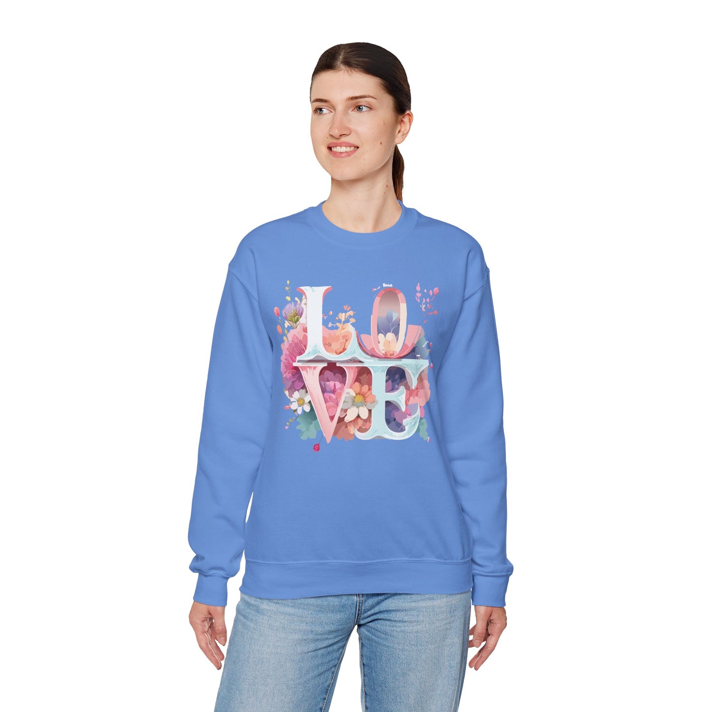 Floral Love Sweatshirt, Valentine's Day Sweatshirt, Love Flower Sweatshirt