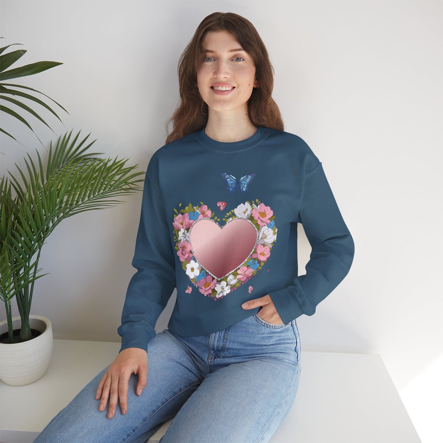 Floral Heart Sweatshirt, Floral Love Sweatshirt, Valentine's Day Sweatshirt, Heart Floral Sweatshirt