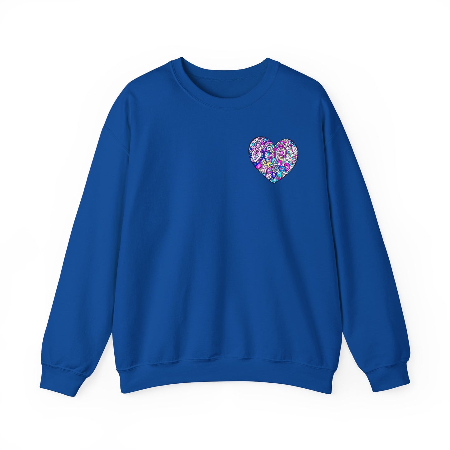 Floral Heart Sweatshirt Valentines Day Unisex Crewneck Gildan 18000 Heavy Blend Cotton Polyester