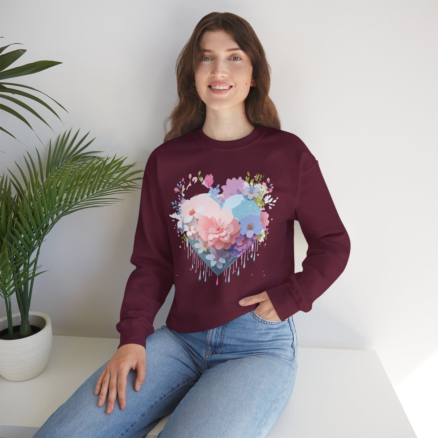 Floral Heart Sweatshirt, Floral Love Sweatshirt, Valentine's Day Sweatshirt, Heart Floral Sweatshirt