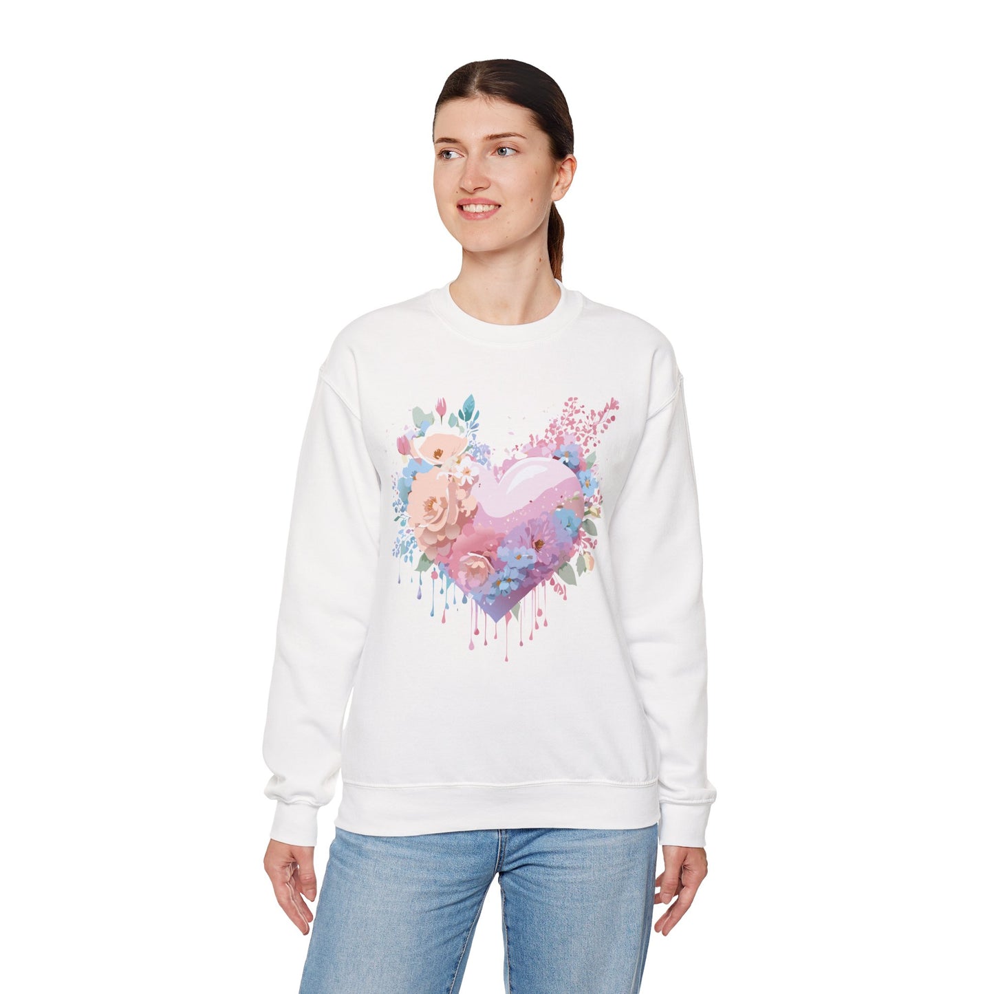 Floral Heart Sweatshirt, Floral Love Sweatshirt, Valentine's Day Sweatshirt, Heart Floral Sweatshirt