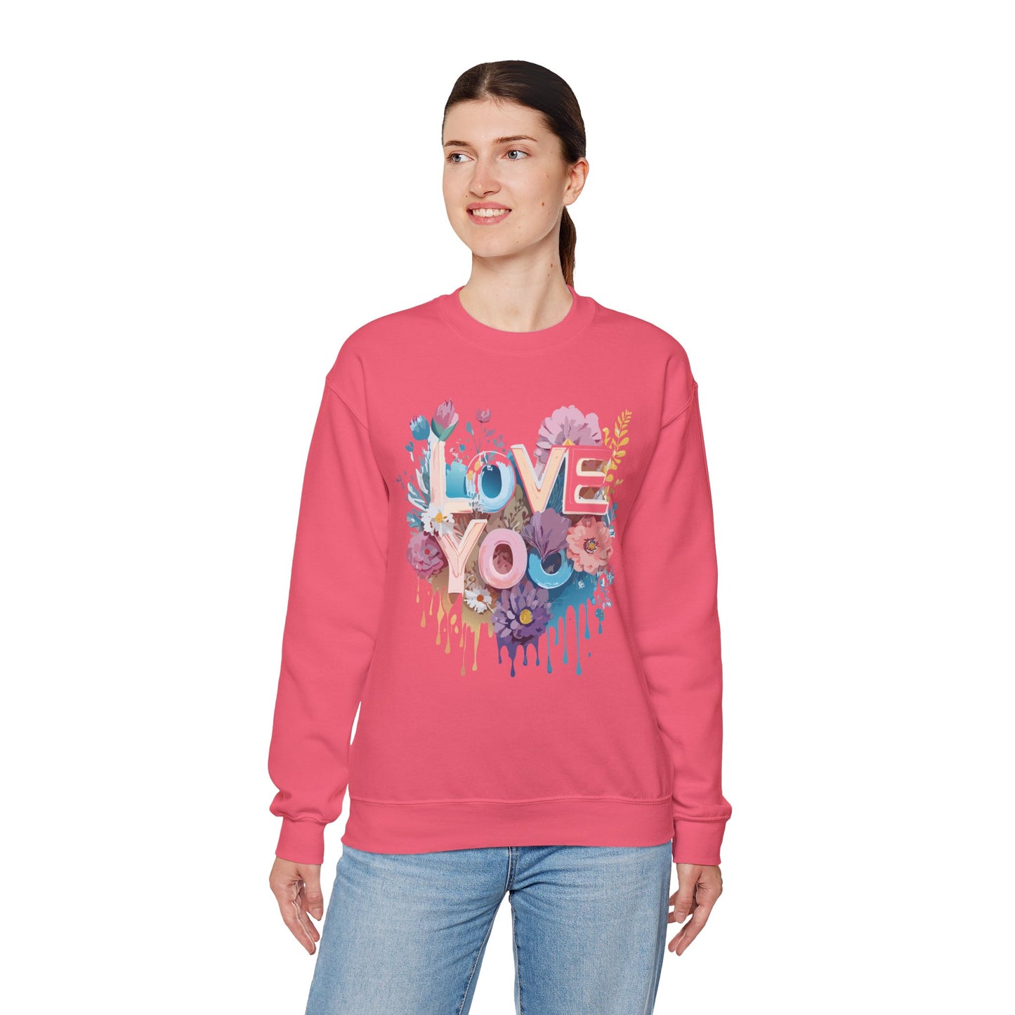 Floral Love Sweatshirt, Valentine's Day Sweatshirt, Love Flower Sweatshirt