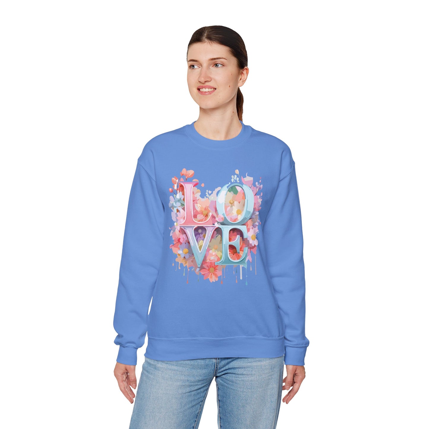 Floral Love Sweatshirt, Valentine's Day Sweatshirt, Love Flower Sweatshirt