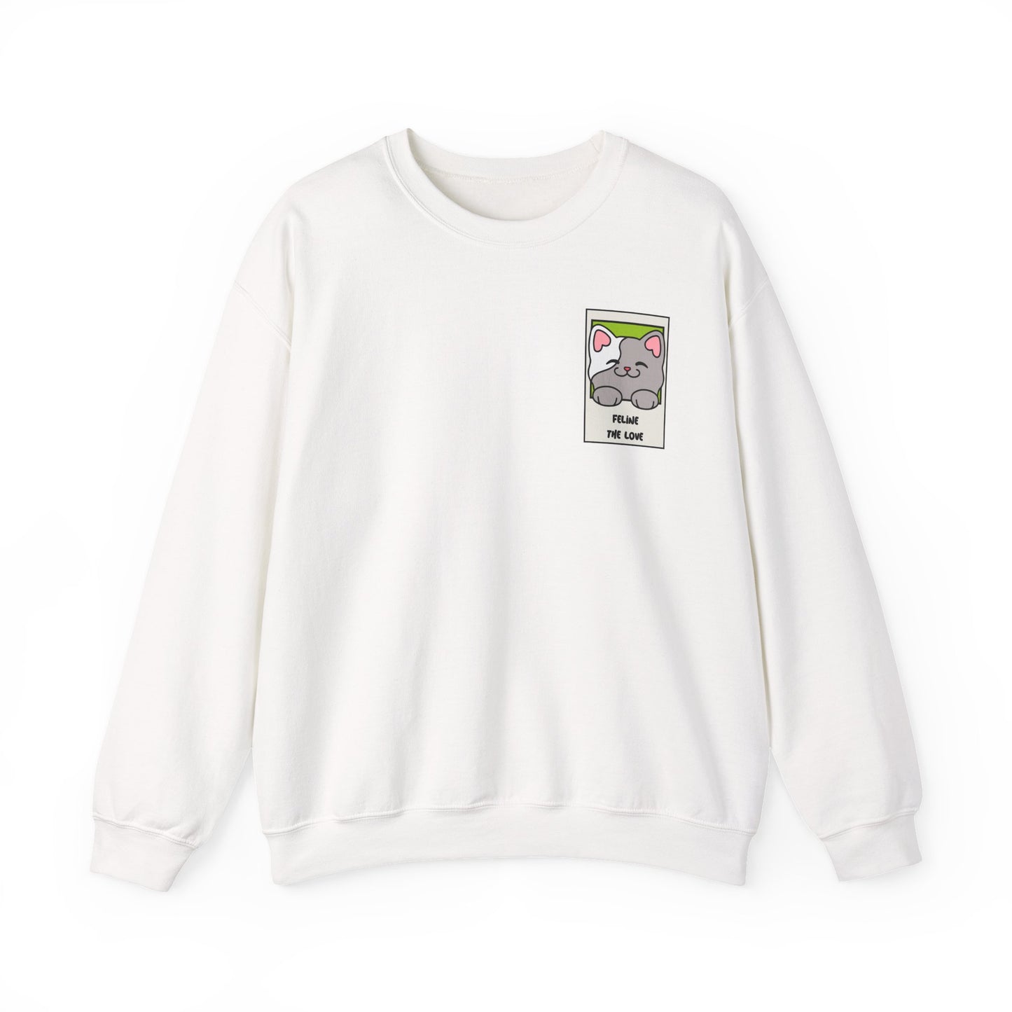 Pocket Cat Sweatshirt Unisex Cat Heart Sweatshirt Valentines Day Gift 50 Percent Cotton Poly Blend