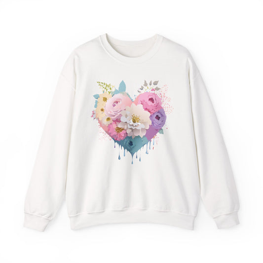 Floral Heart Sweatshirt, Floral Love Sweatshirt, Valentine's Day Sweatshirt, Heart Floral Sweatshirt