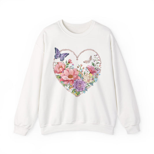 Floral Heart Sweatshirt, Floral Love Sweatshirt, Valentine's Day Sweatshirt, Heart Floral Sweatshirt