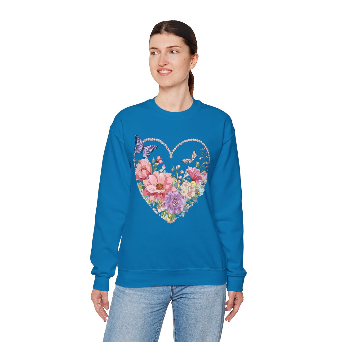 Floral Heart Sweatshirt, Floral Love Sweatshirt, Valentine's Day Sweatshirt, Heart Floral Sweatshirt