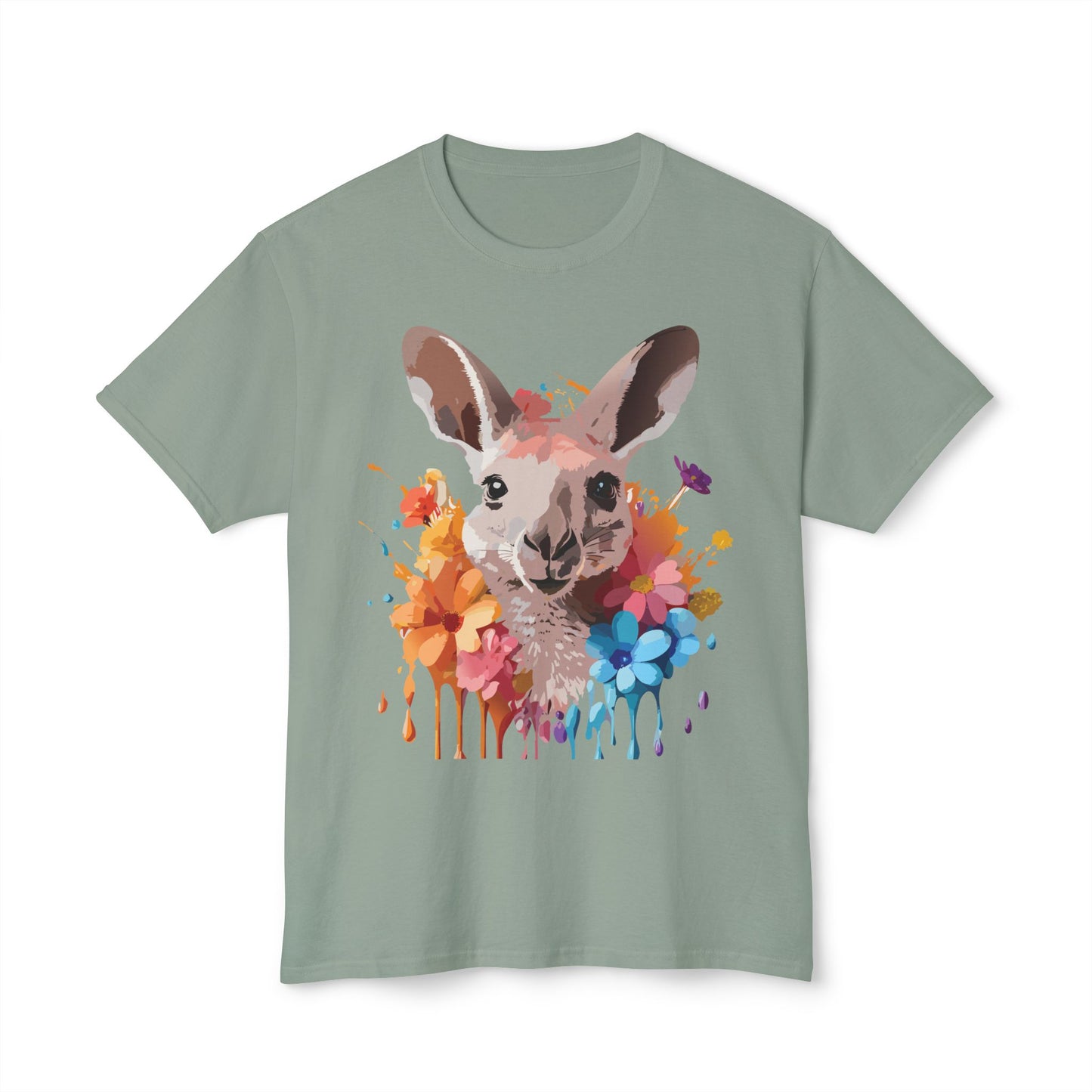 Kangaroo T-Shirt, Vintage Kangaroo Tee, Floral Tees, Kangaroo Art Design Shirt, Tee Shirt with Kangaroo 1