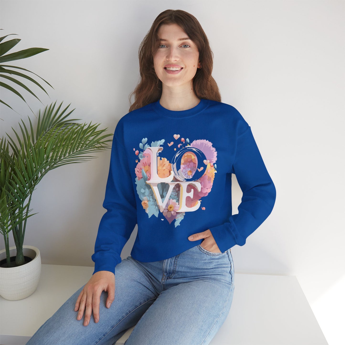 Floral Love Sweatshirt, Valentine's Day Sweatshirt, Love Flower Sweatshirt
