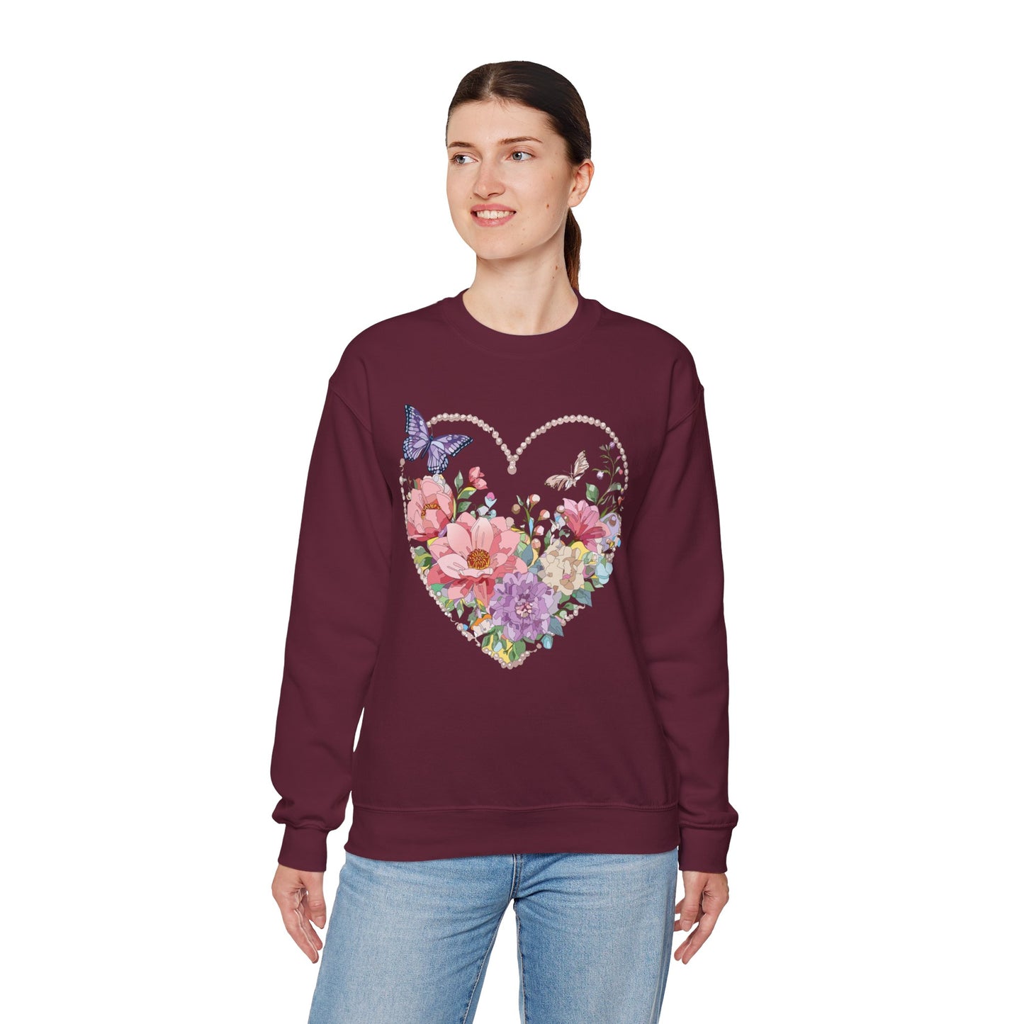 Floral Heart Sweatshirt, Floral Love Sweatshirt, Valentine's Day Sweatshirt, Heart Floral Sweatshirt
