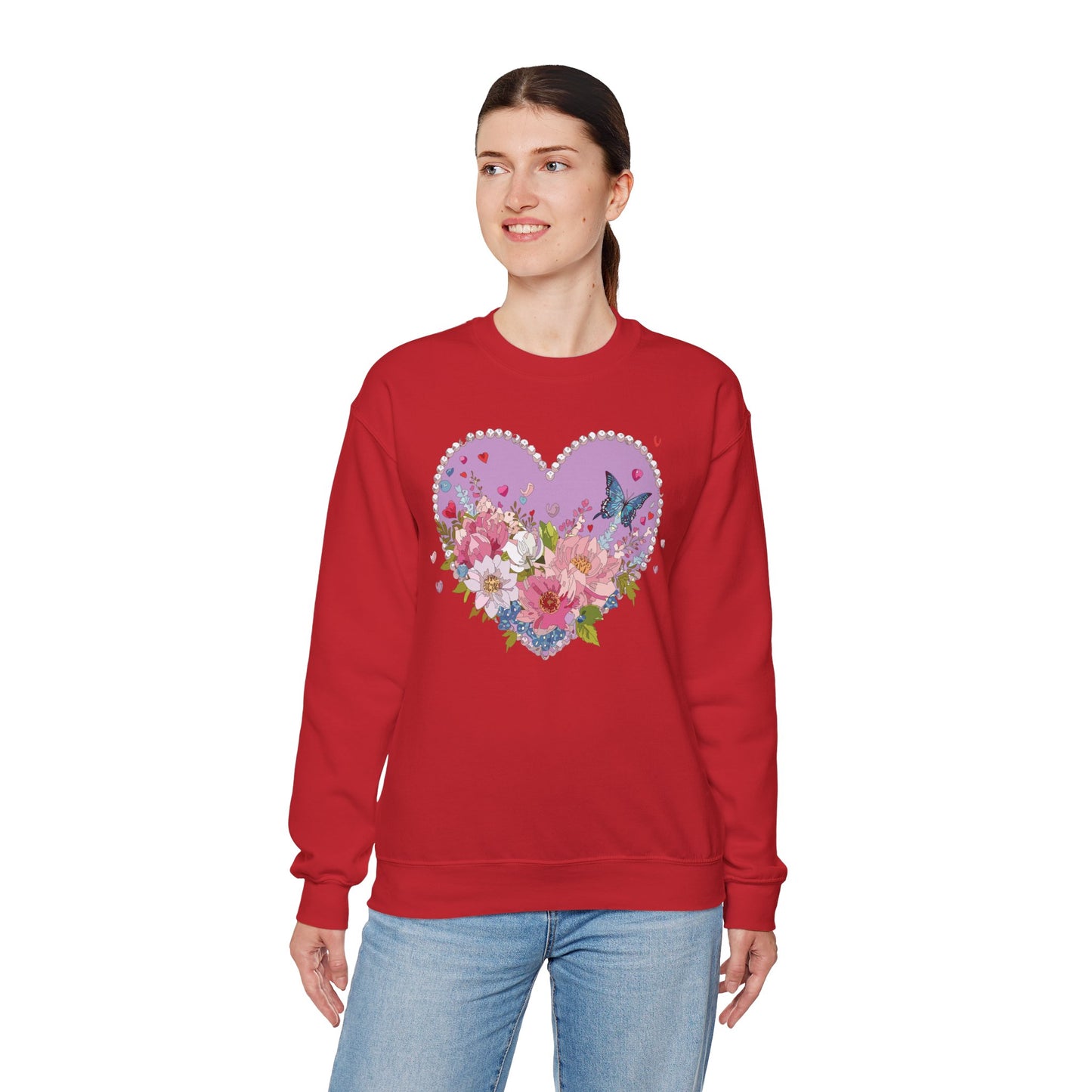 Floral Heart Sweatshirt, Floral Love Sweatshirt, Valentine's Day Sweatshirt, Heart Floral Sweatshirt