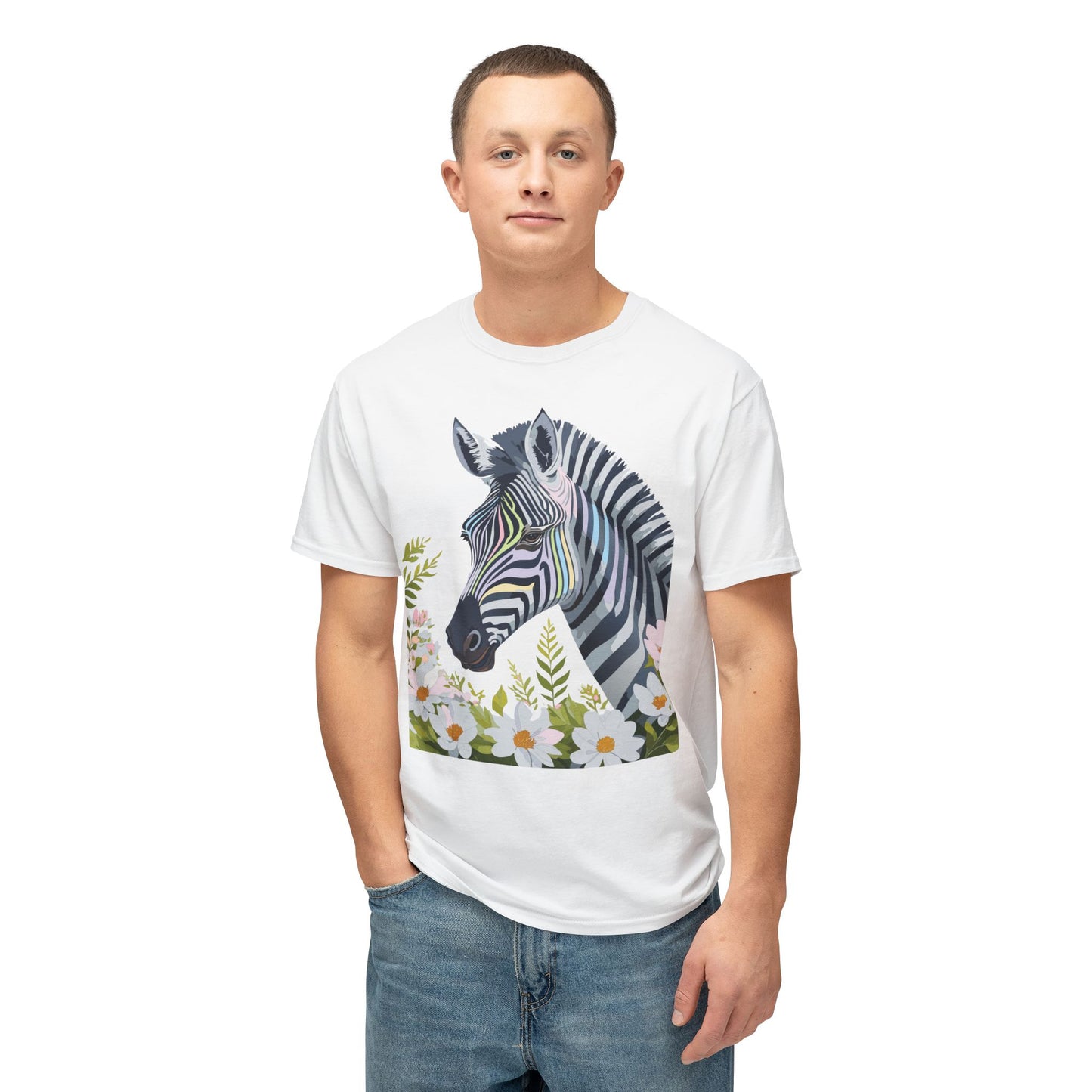 Zebra T-Shirt, Vintage Zebra Tee, Floral Tees, Zebra Art Design Shirt, Tee Shirt with Zebra 7