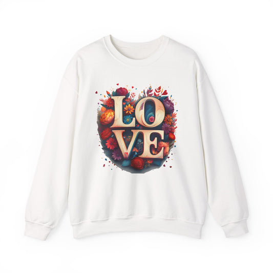 Floral Love Sweatshirt, Valentine's Day Sweatshirt, Love Flower Sweatshirt
