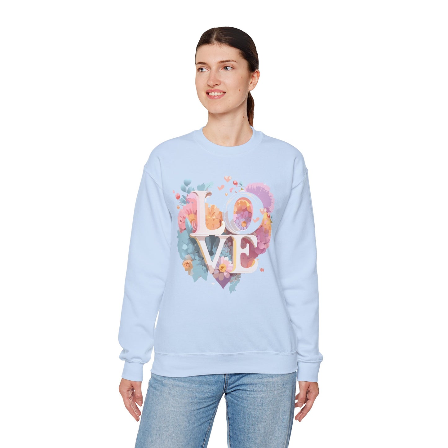 Floral Love Sweatshirt, Valentine's Day Sweatshirt, Love Flower Sweatshirt
