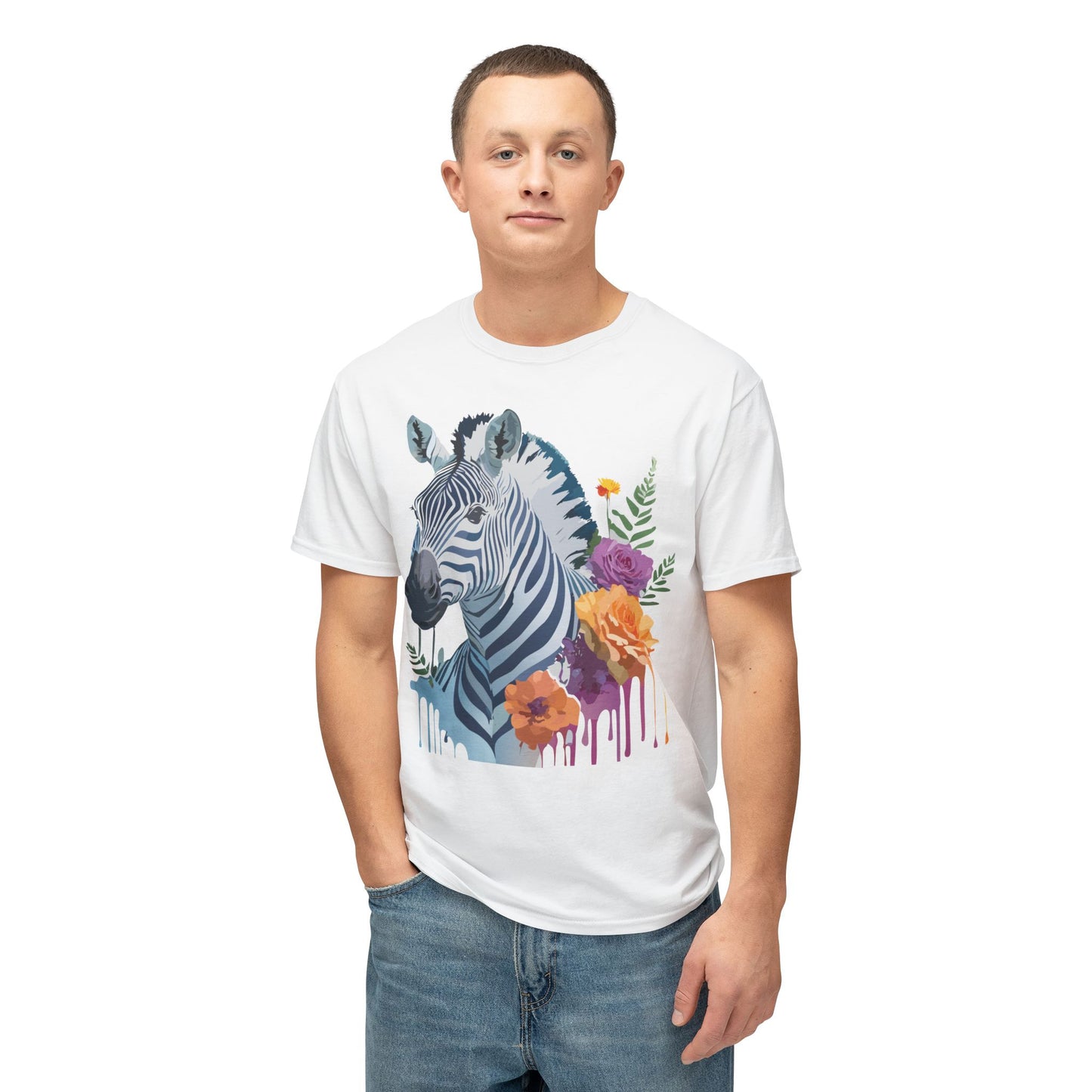 Zebra T-Shirt, Vintage Zebra Tee, Floral Tees, Zebra Art Design Shirt, Tee Shirt with Zebra 2