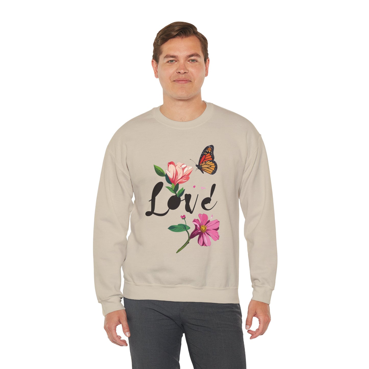 Floral Love Sweatshirt, Floral Butterfly Sweatshirt, Love Sweatshirt, Valentine's Day Sweatshirt, Floral Sweatshirt 120