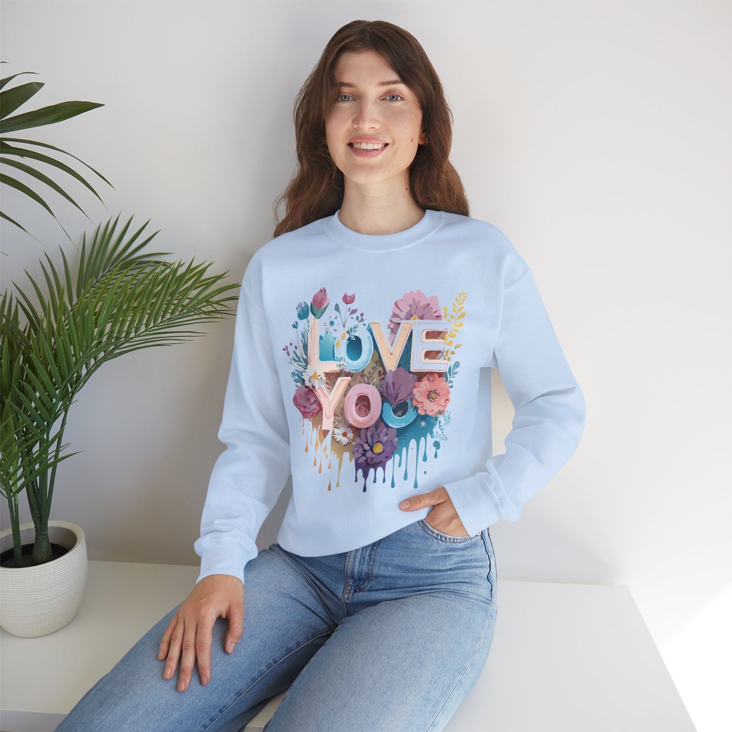 Floral Love Sweatshirt, Valentine's Day Sweatshirt, Love Flower Sweatshirt