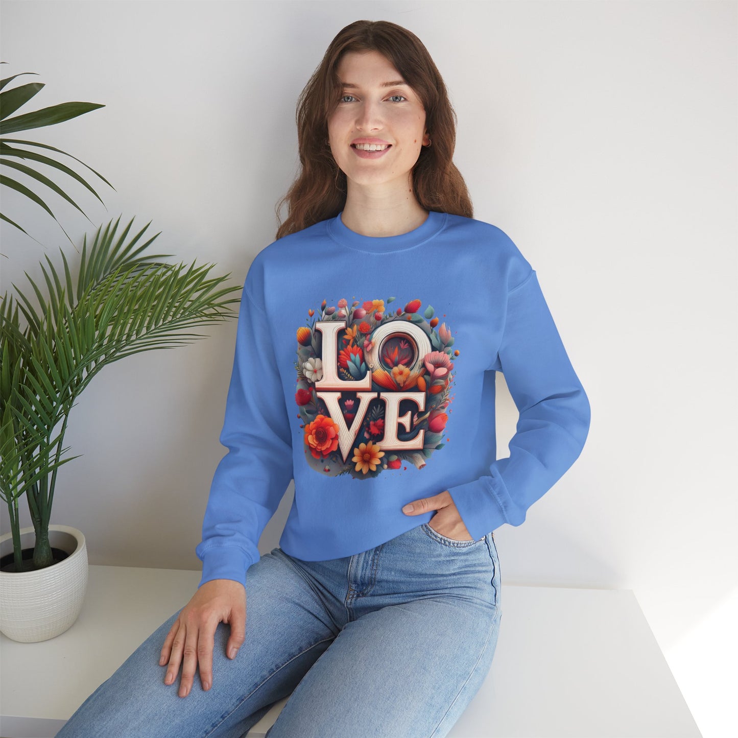 Floral Love Sweatshirt, Valentine's Day Sweatshirt, Love Flower Sweatshirt